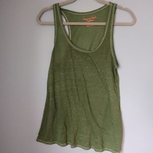 Green Camisole Tank Top, Sleeveless Casual Wear Athletic Gym Wear